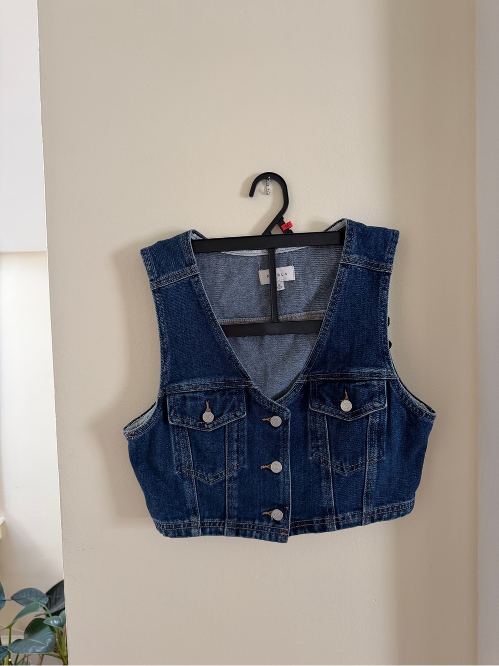PacSun Dark Blue Cropped Denim Vest